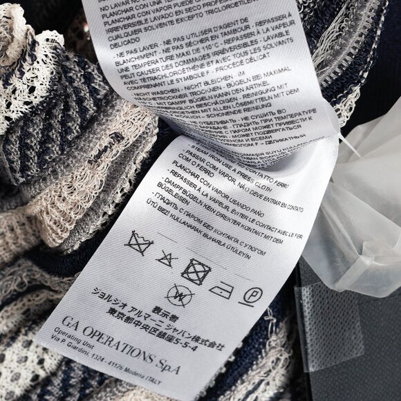 Giorgio Armani Navy Greys Silk Cashmere Multipattern Stripe Knit Pant - Picture 10 of 11